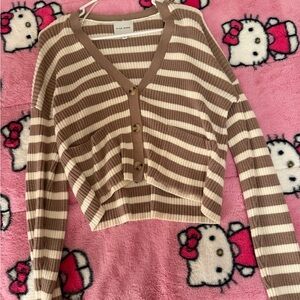Tan and Cream Striped Sweater